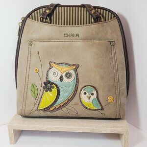 Chala Owl Convertible Backpack Tote – Earth Tones with Whimsical Charm